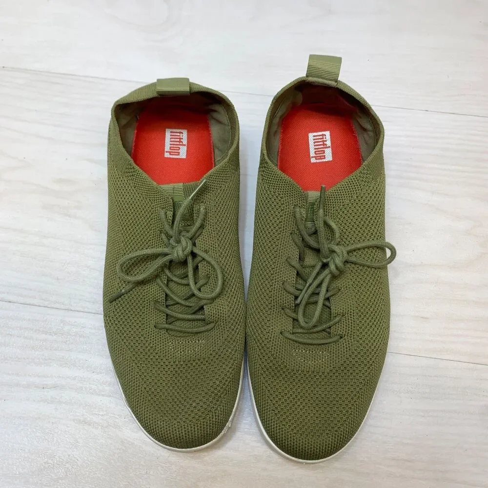 FitFlop Rally Tonal Knit Sneakers‎ Womens Size 10 Green Comfort Walking Shoes